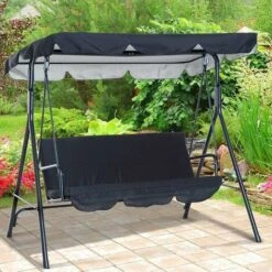 Replacement Canopy Swing Seat Chair,Swing Chair Canopy Replacement,Waterproof/UV Resistant Swing Canopy Cover, Cover Patio Hammock Cover Top Garden Outdoor,Black(142 X 120 X 18cm)