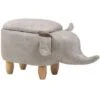 Modern Faux Leather Stool Distressed Solid Wood Animal Light Grey Elephant