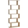 HOMCOM 6-Tier Storage Shelf Modern S-Shape Design Stand Unit Storage Display For Home Oak