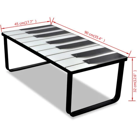 Coffee Table With Piano Printing Glass Top VidaXL - Image 3