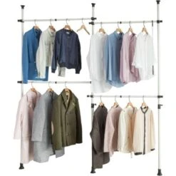 SoBuy Clothes Racks Telescopic Wardrobe Organiser Hanging Rail Clothes Storage Shelf,KLS03