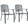 Stackable Outdoor Chairs 2 Pcs Steel Black VidaXL