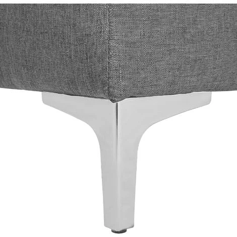 Modern Ottoman Square Footstool Grey Fabric Tufted Aberdeen - Image 5