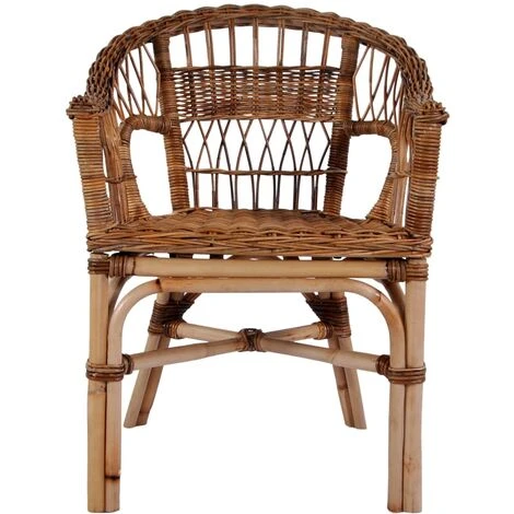 Outdoor Chair Natural Rattan Brown VidaXL - Image 2