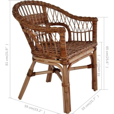 Outdoor Chair Natural Rattan Brown VidaXL - Image 3