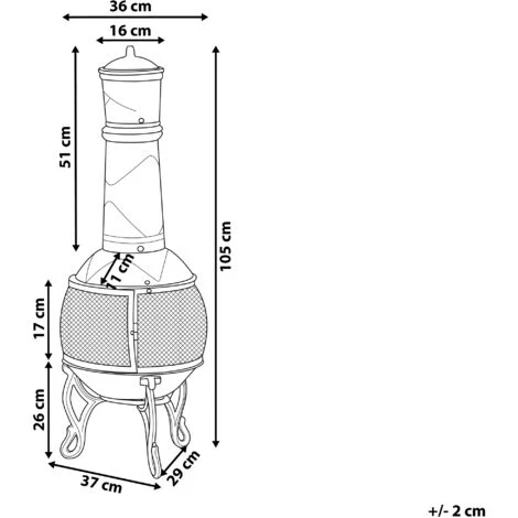 Modern Outdoor Charcoal Fire Pit Metal Steel Azteca Chimney Metallic Tacora - Image 3