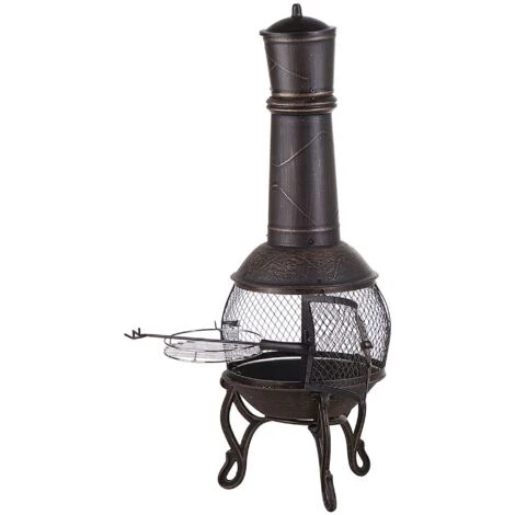 Modern Outdoor Charcoal Fire Pit Metal Steel Azteca Chimney Metallic Tacora - Image 4