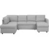 U-Shaped Sofa Bed Light Grey Modern 5 Seater Storage Fabric Upholstered Karrabo