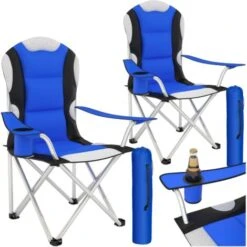 2 Lightweight Folding Camping Chairs Padded & Packable - Folding Chair, Fold Up Chair, Folding Camping Chair - Blue