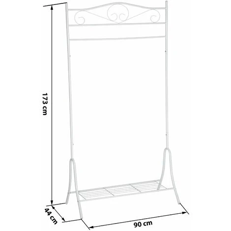 Metal Clothes Rack Antique With Shoe Stand - Coat Stand, Clothes Rack, Coat Hanger Stand - White - Image 5