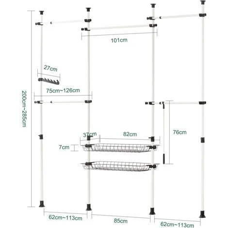 SoBuy Clothes Racks Adjustable Shelf Hanging Rail KLS04 - Image 4