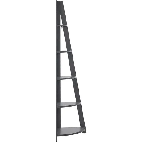 Modern Ladder Corner Shelf 5 Tiers Bookcase Grey Mobile Solo - Image 4