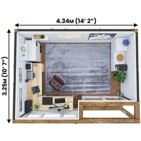 Garden Office Helena Right 4.5m X 2.5m - Insulated Home Office Studio Pod Study Room Double Glazing Pressure Treated - Image 4