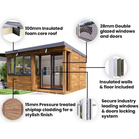 Garden Office Helena Right 4.5m X 2.5m - Insulated Home Office Studio Pod Study Room Double Glazing Pressure Treated - Image 5