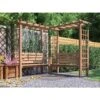 Wooden Pergola Arbour Garden Corner Bench Trellis Seating With Armrests And Mini Corner Table Gerlinde