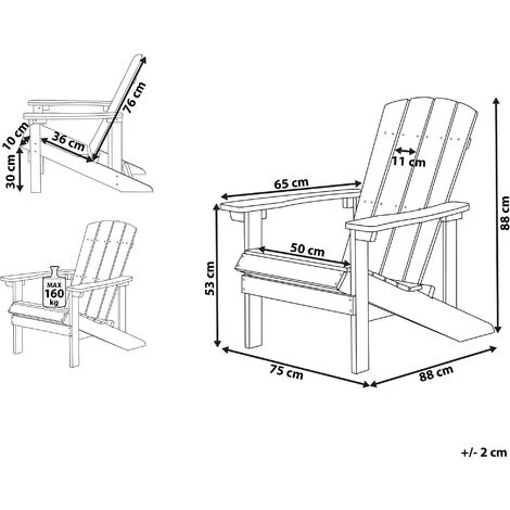 Outdoor Lounger Chair Turquoise Blue Plastic Wood For Patio Yard Adirondack - Image 3