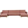 Modular U-Shaped Corner Sofa Bed 3 Seater 2 Chaises Pink Velvet Aberdeen
