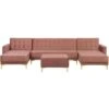 Modular U-Shaped Corner Sofa Bed 2 Chaises Ottoman Pink Velvet Aberdeen