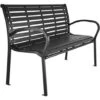 Garden Bench 3-seater W/ Steel Frame (126x62x81.5cm) - Outdoor Bench, Metal Garden Bench, Metal Bench