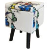 BUTTERFLY - Contemporary Retro Square Padded Storage Stool - Cream / Multi