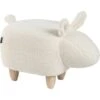 Fabric Stool Nursery Children Room Solid Wood Legs Animal Footrest White Bunny
