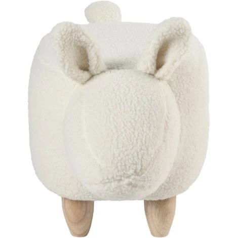 Fabric Stool Nursery Children Room Solid Wood Legs Animal Footrest White Bunny - Image 4