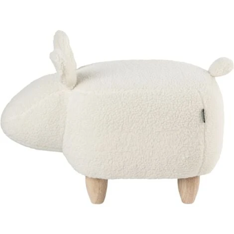 Fabric Stool Nursery Children Room Solid Wood Legs Animal Footrest White Bunny - Image 5