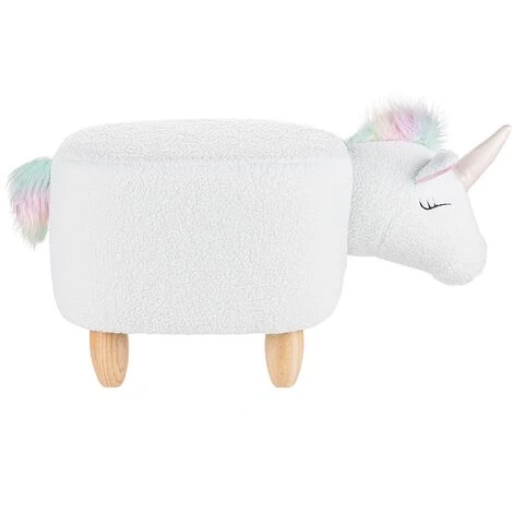 Modern Fabric Stool Nursery Children Room Solid Wood Legs Animal White Unicorn - Image 5