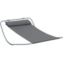Outsunny Single Texteline Outdoor Hammock Bed Patio Sun LoungerRocker Grey