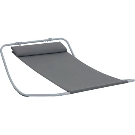 Outsunny Single Texteline Outdoor Hammock Bed Patio Sun LoungerRocker Grey