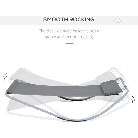 Outsunny Single Texteline Outdoor Hammock Bed Patio Sun LoungerRocker Grey - Image 5