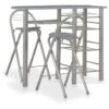 3 Piece Bar Set With Shelves Wood And Steel Grey VidaXL