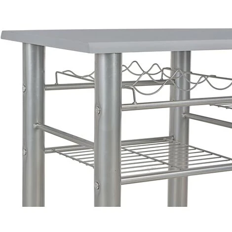 3 Piece Bar Set With Shelves Wood And Steel Grey VidaXL - Image 5