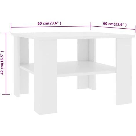Coffee Table White 60x60x42 Cm Engineered Wood VidaXL - Image 5