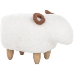 Modern Fabric Stool Footrest Pouffe Nursery Children Room Animal White Lamb