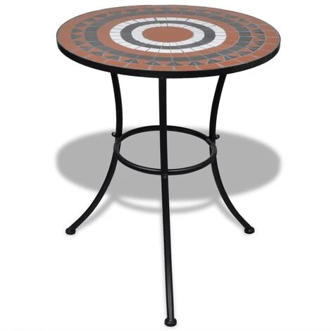 3 Piece Bistro Set Ceramic Tile Terracotta And White VidaXL - Image 2