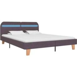 Bed Frame With LED Taupe Fabric 150x200 Cm 5FT King Size VidaXL