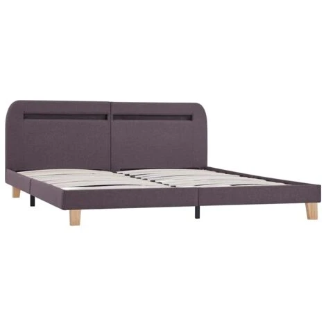 Bed Frame With LED Taupe Fabric 150x200 Cm 5FT King Size VidaXL - Image 2