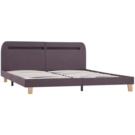 Bed Frame With LED Taupe Fabric 150x200 Cm 5FT King Size VidaXL - Image 4