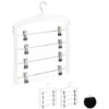 Relaxdays Multi Skirt Holder Set Of 3, Compact, 360° Swivel Hooks, Clips For Pants And Skirts, Wooden, White