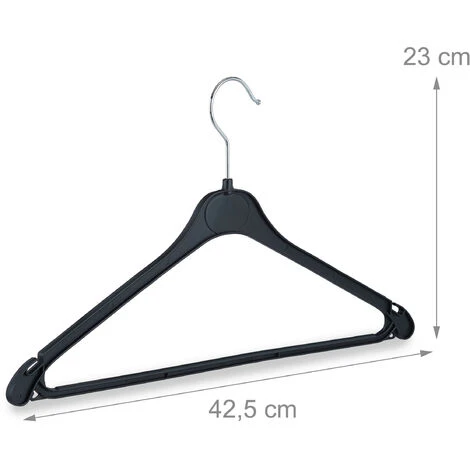 Set Of 120 Relaxdays Clothes Hangers With Pants Rail, Shirts, Blouses, Skirts, Dresses, Swivel Hooks, Plastic, Black - Image 4