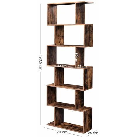 VASAGLE Wooden Bookcase, Cube Display Shelf And Room Divider, Freestanding Decorative Storage Shelving, 6-Tier Bookshelf, Rustic Brown By SONGMICS LBC61BX - Image 5