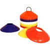 Charles Bentley 50 Multi Coloured Space Disc Training Markers Cones With Stand