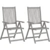 Garden Reclining Chairs 2 Pcs Grey Solid Acacia Wood VidaXL