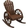 Outsunny Adirondack Rocking Chair Porch Poolside Garden Lounging Carbonized Wood