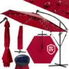 Garden Sun Parasol LED Ø300cm Hanging Umbrella Banana Cantilever Lights Patio Red