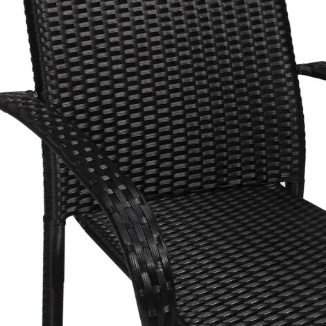 Casaria Poly Rattan 4 Pieces Set Chairs Comfortable Stackable Garden Patio Balcony Furniture Black - Image 4