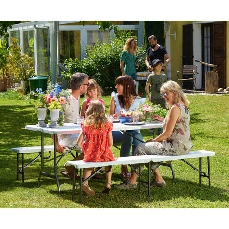 Table Bench Set Folding Camping Furniture Dining Table Bench Set Camping Table Benches Picnic Table Garden Furniture - Image 4