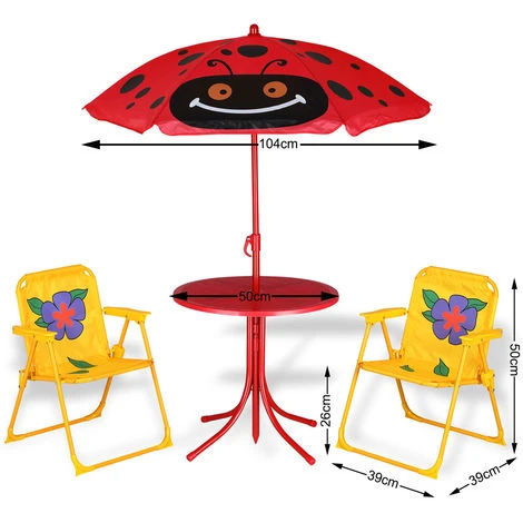 Kids Table And Chairs Set Outdoor Patio Umbrella Set Indoor Outdoor Furniture - Image 2