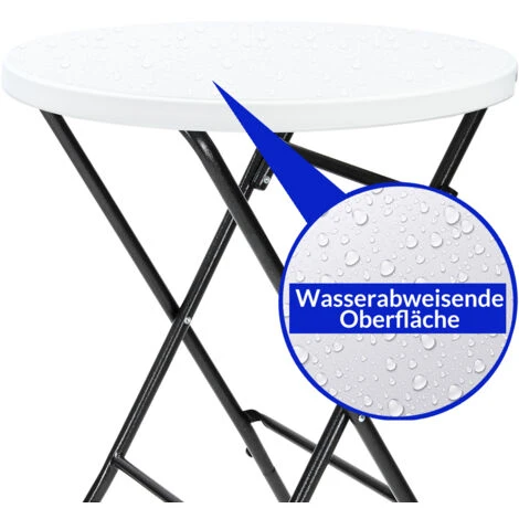 Folding Bistro Table Garden Round Side Table 110x72cm Powder Coated Metal - Image 3